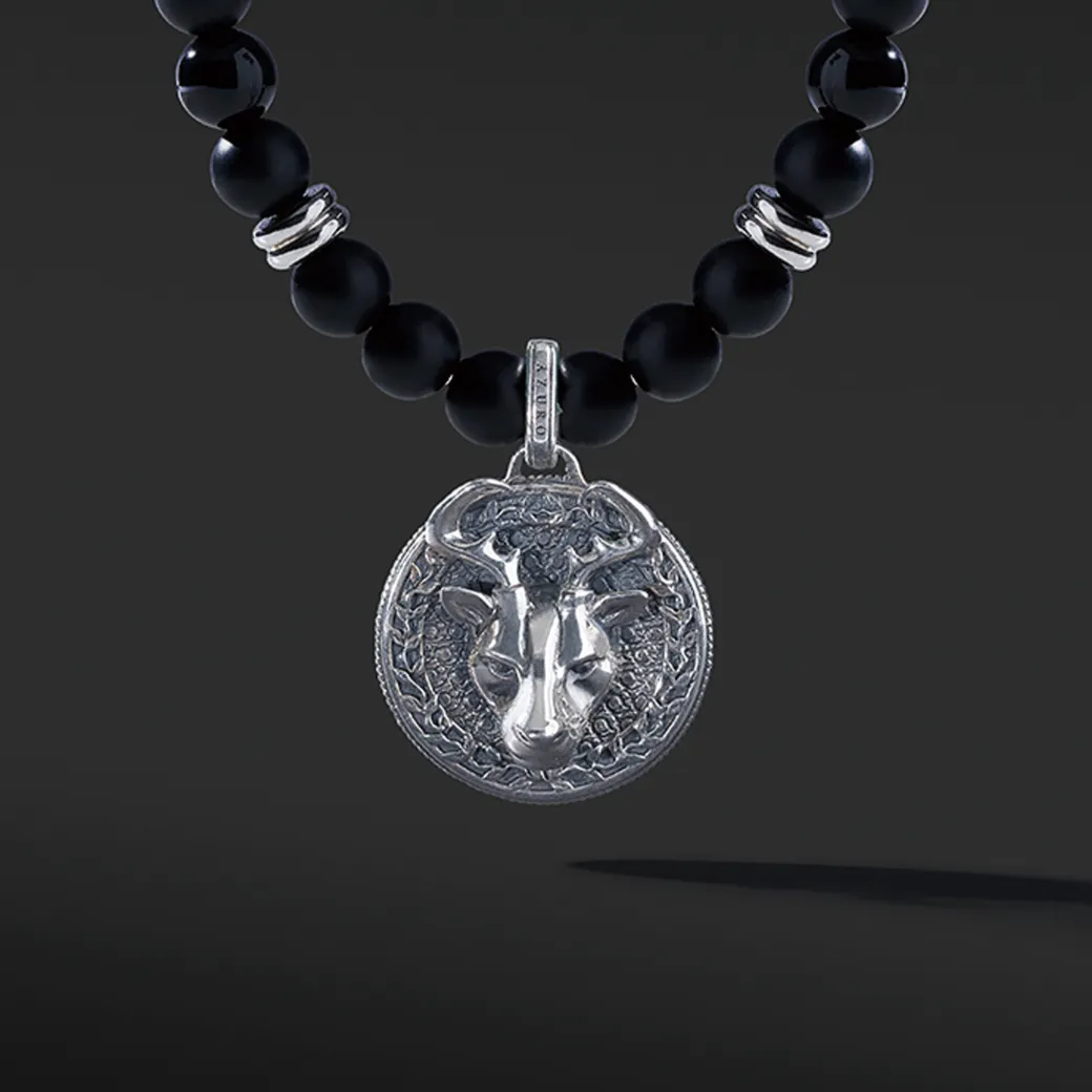 Silver Obsidian Beaded Necklace with Pendant