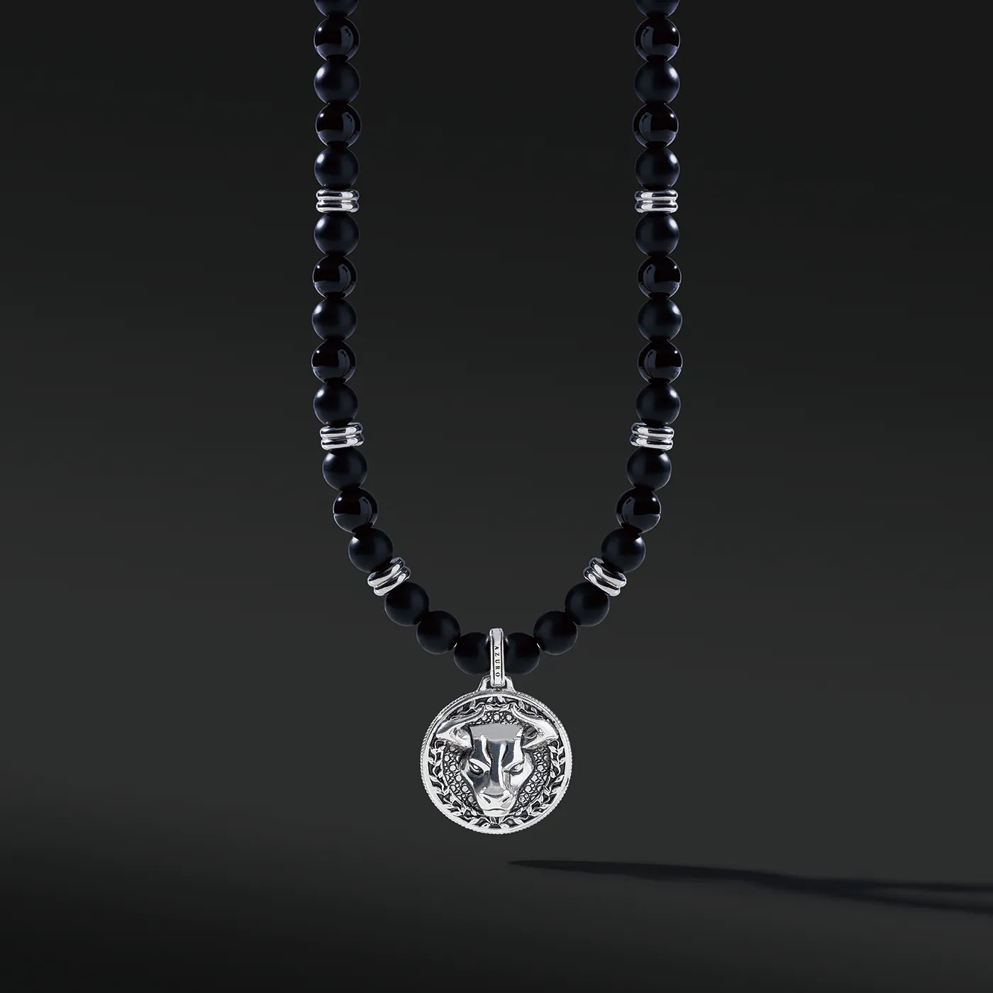 Silver Obsidian Beaded Necklace with Pendant