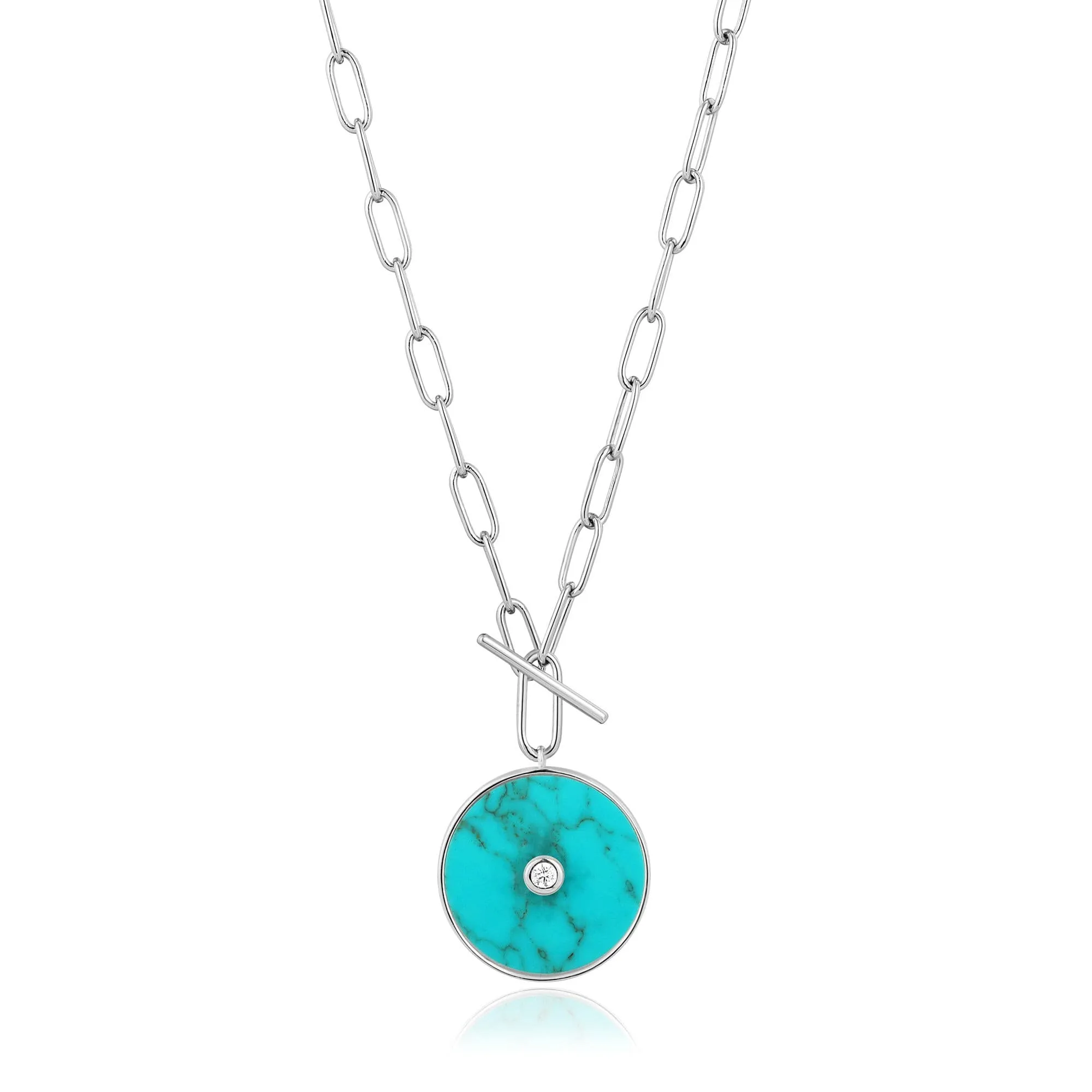 Silver Turquoise T-bar Necklace