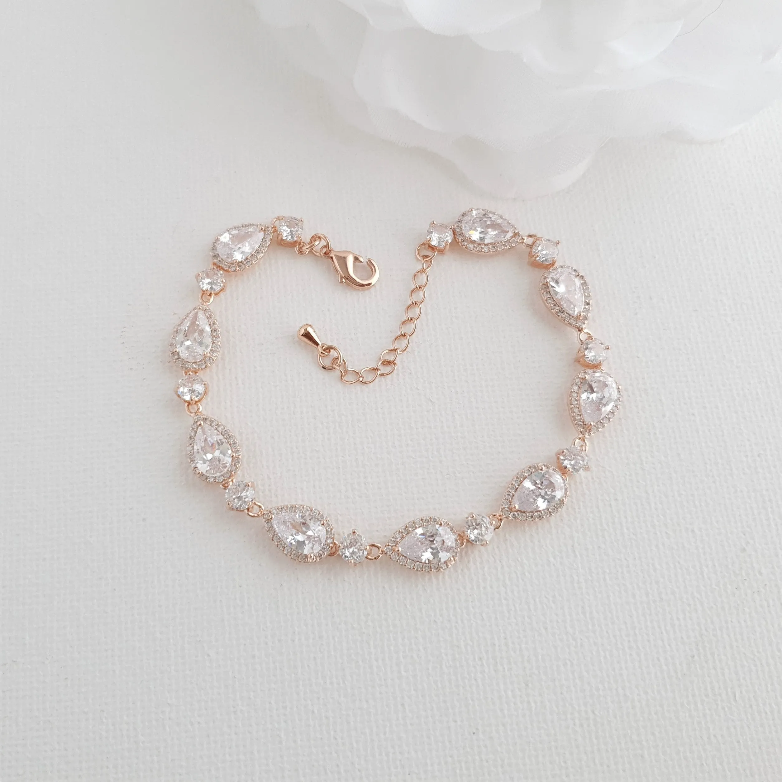 Simple Bridal Jewelry Set with Stud Earrings Necklace Bracelet-Emma