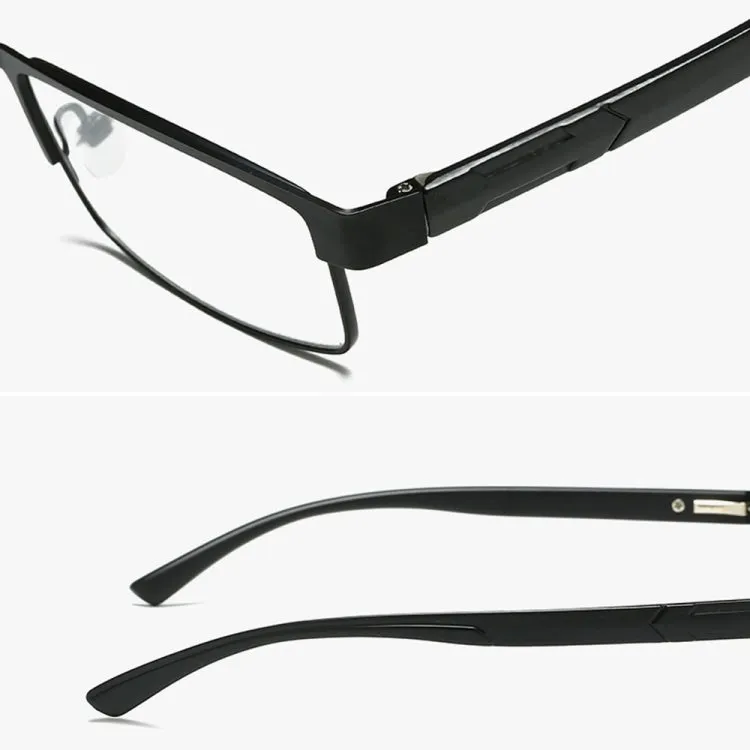 Simple Matel Frame Reading Glasses Hyperopia Eyeglasses  1.00D(Gun-color)