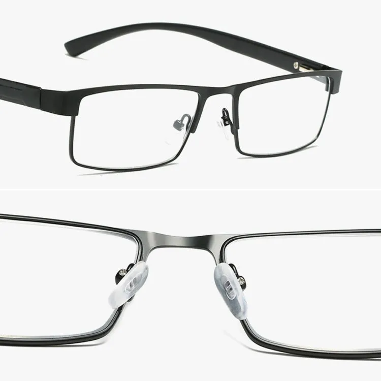 Simple Matel Frame Reading Glasses Hyperopia Eyeglasses  1.00D(Gun-color)