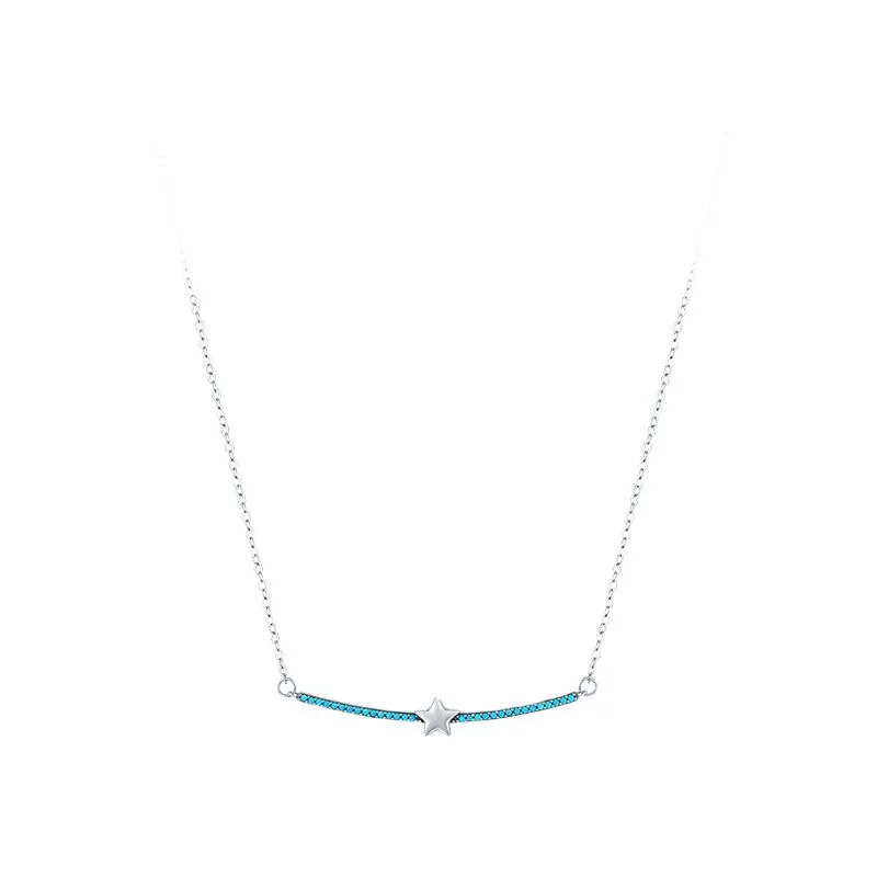 Simple Turquoise Star Pendant Necklace in 925 Sterling Silver