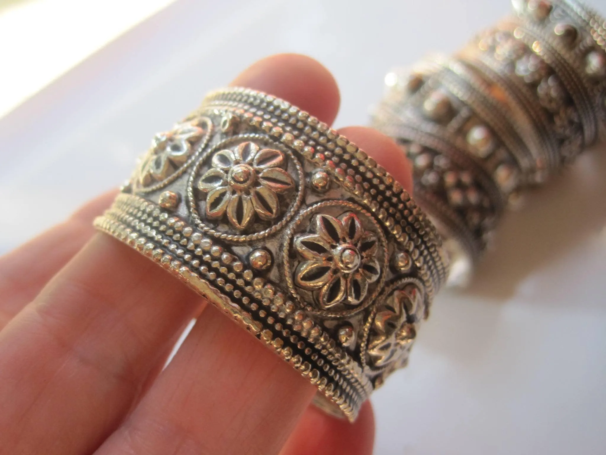 Six Silver Napkin Rings Modeled after Omani Bracelets