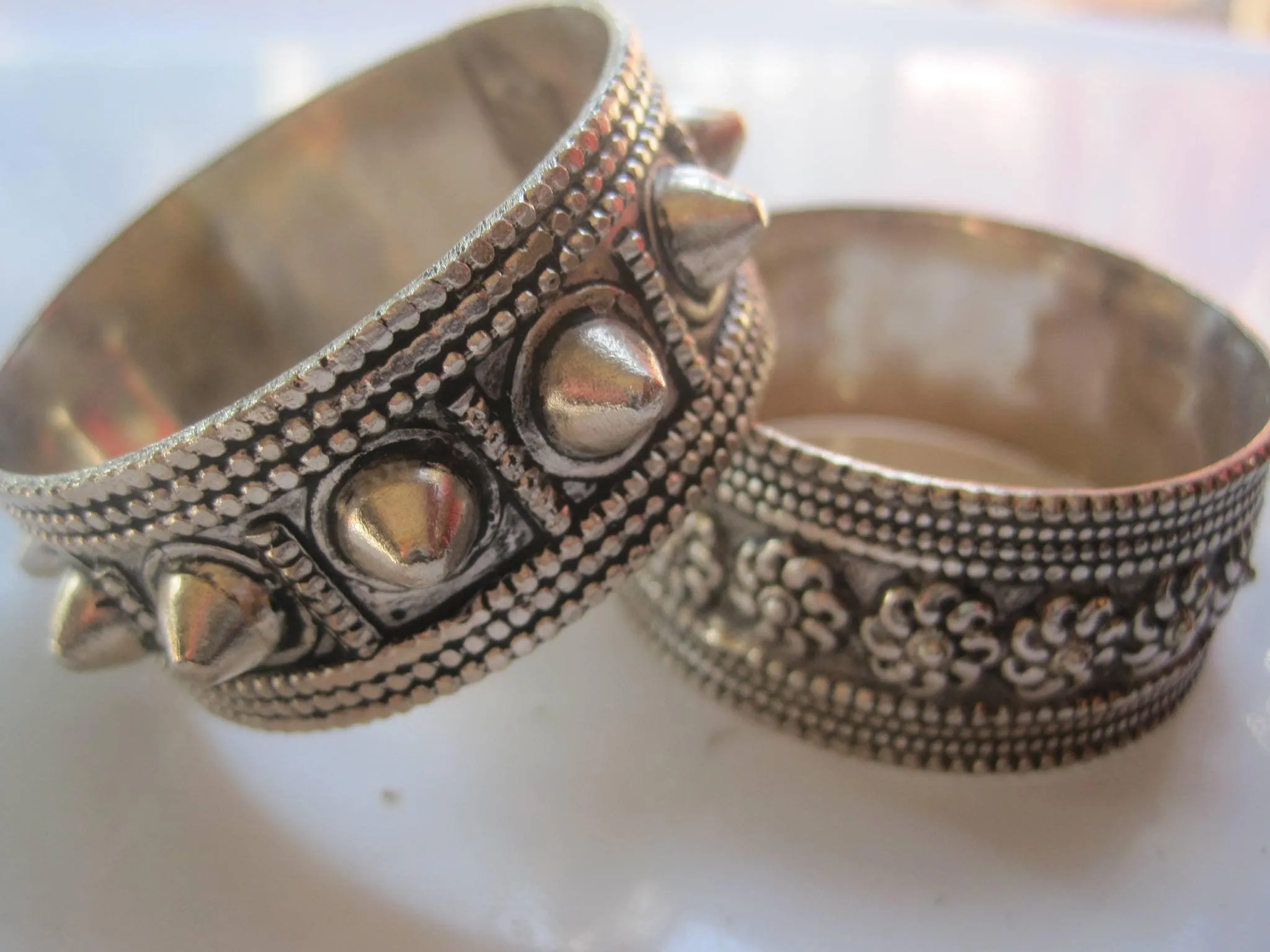 Six Silver Napkin Rings Modeled after Omani Bracelets