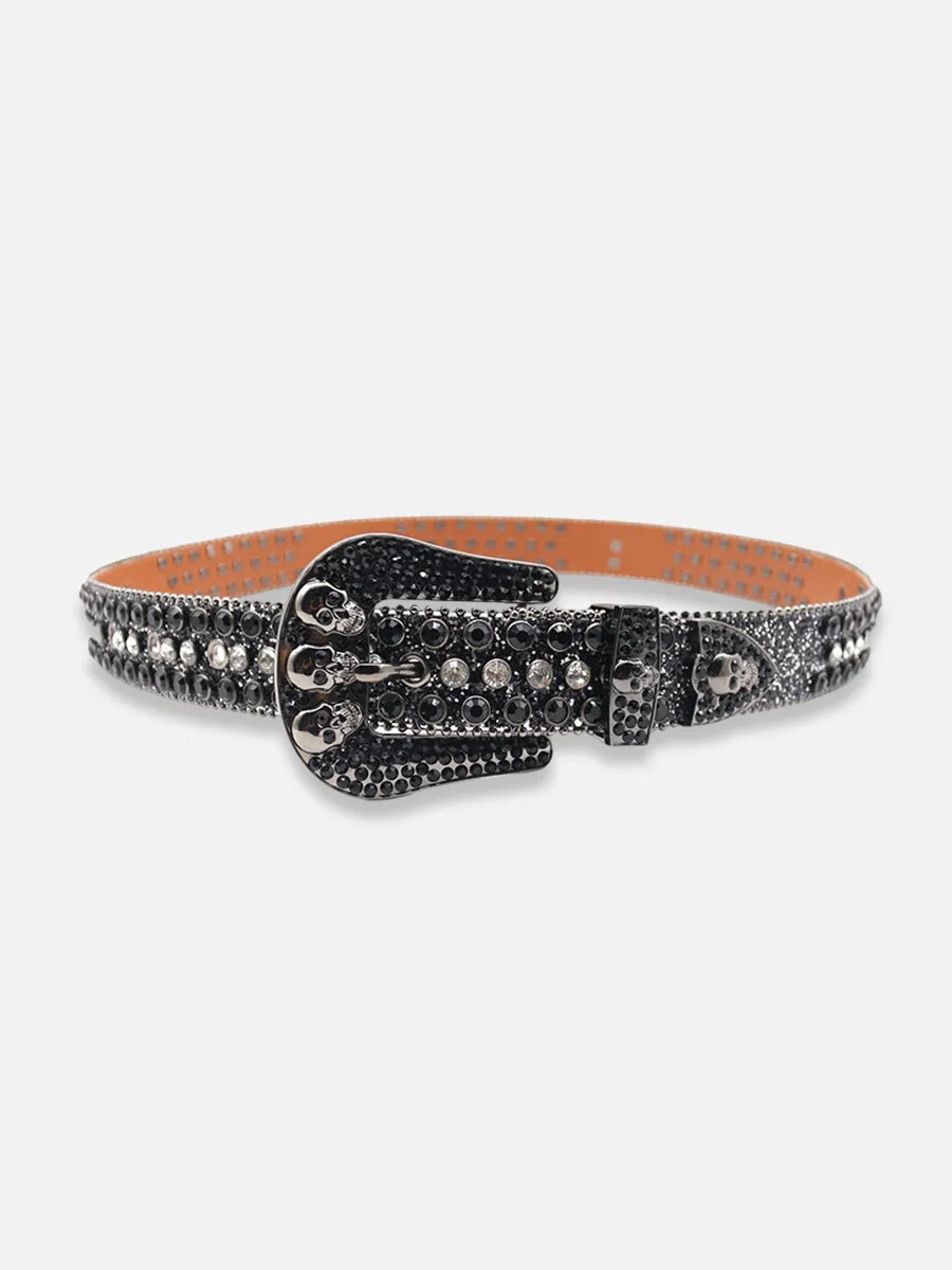 Skulls Y2K Rhinestone Belt