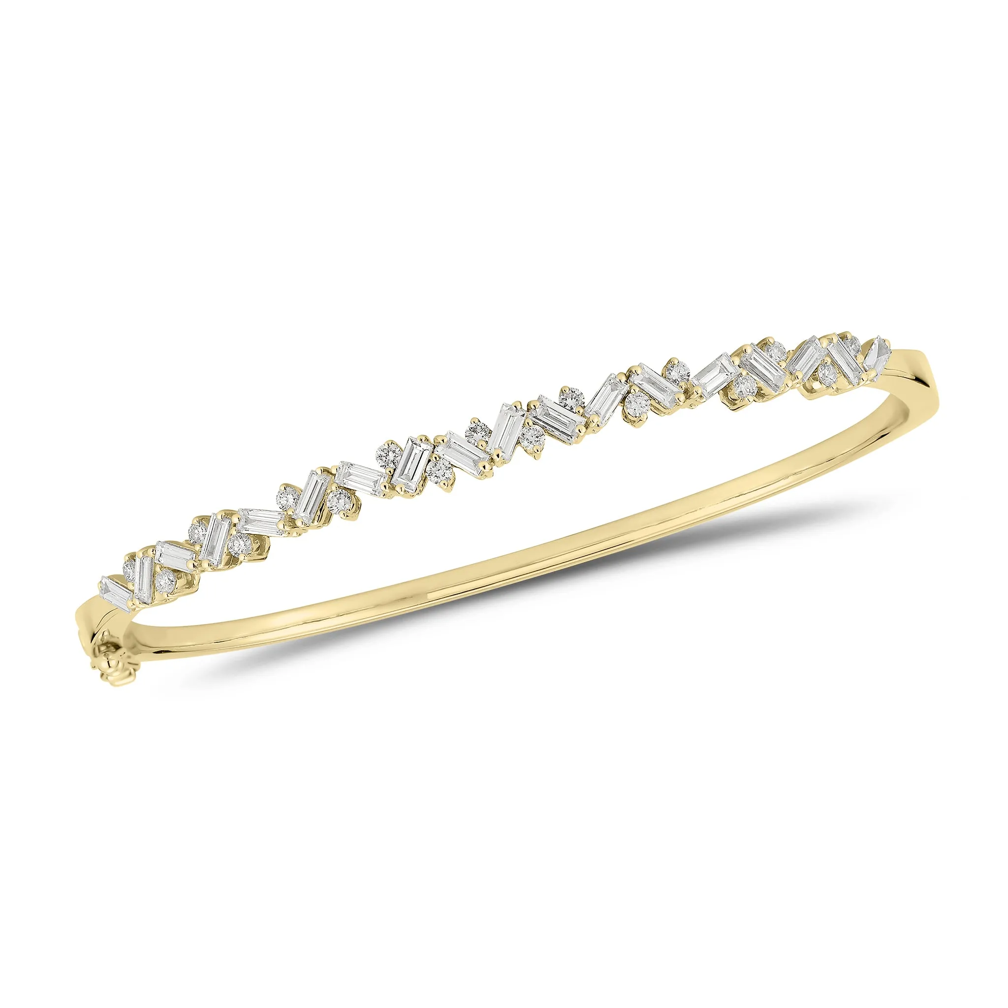 Slim Baguette & Round Diamond Bangle