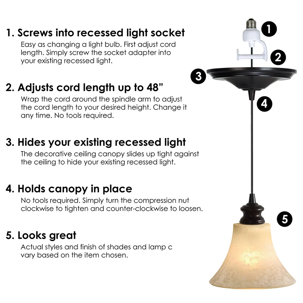 Small Scavo Glass Instant Pendant Recessed Can Conversion Kit