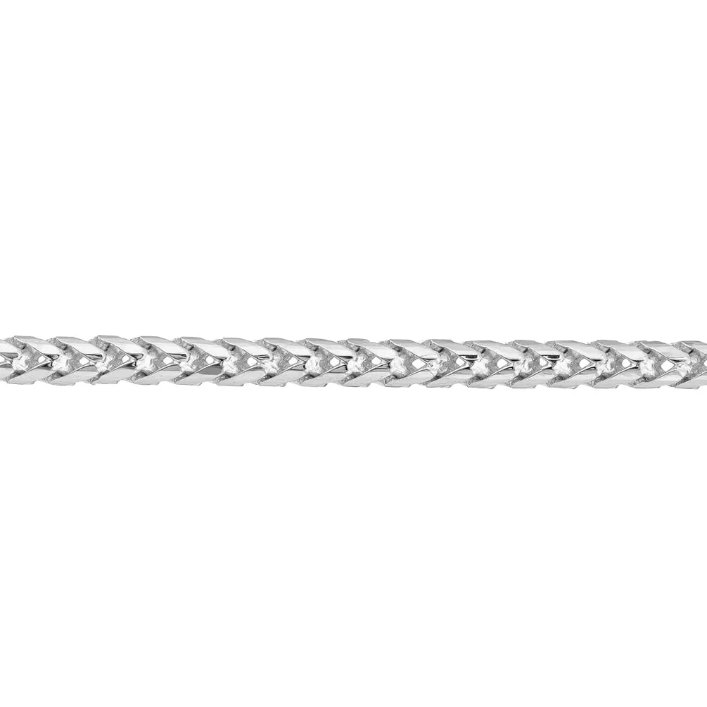 Solid 14k White Gold 4.5mm Franco Chain Bracelet with Lobster Lock