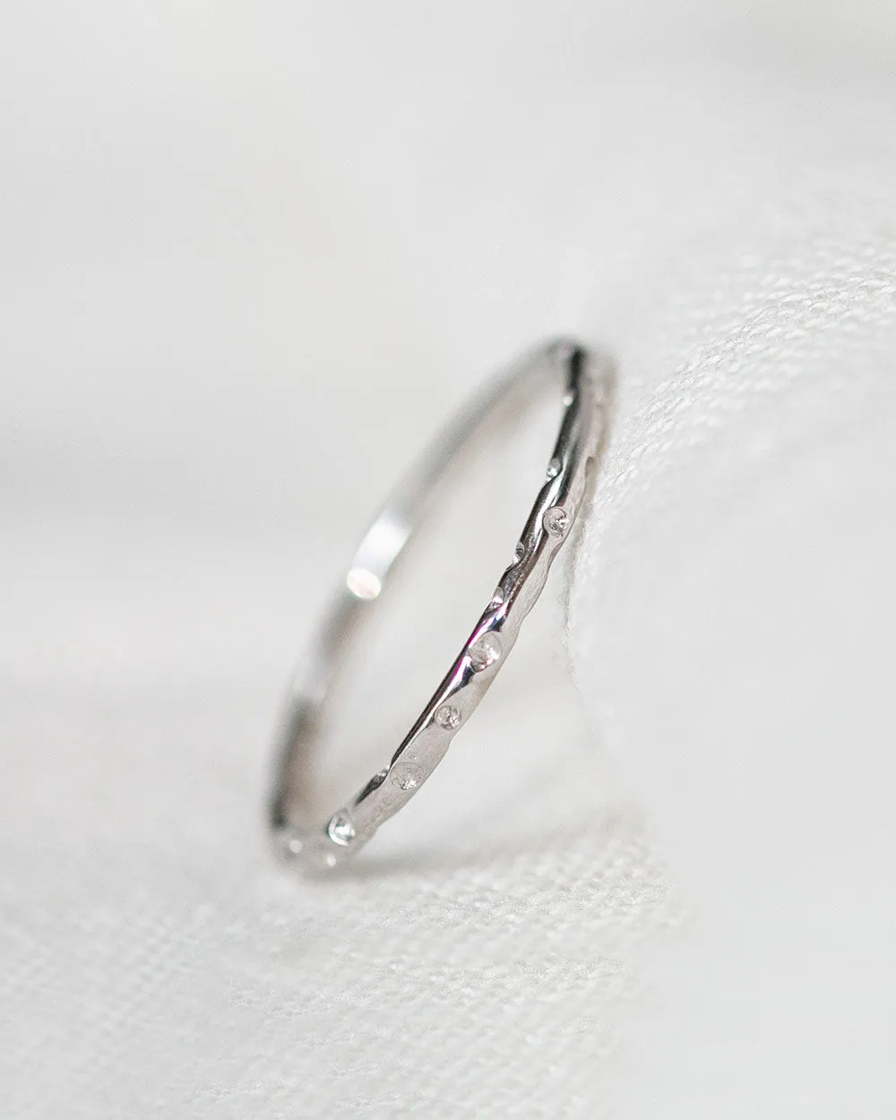 Solid White Gold Bubble Ring