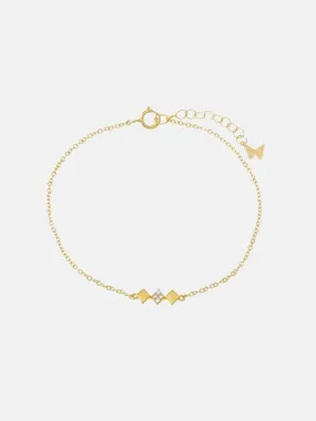 Solid/Pave Triple Diamond Shape Bar Bracelet