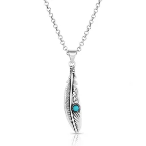 Solo Flight Turquoise Feather Necklace