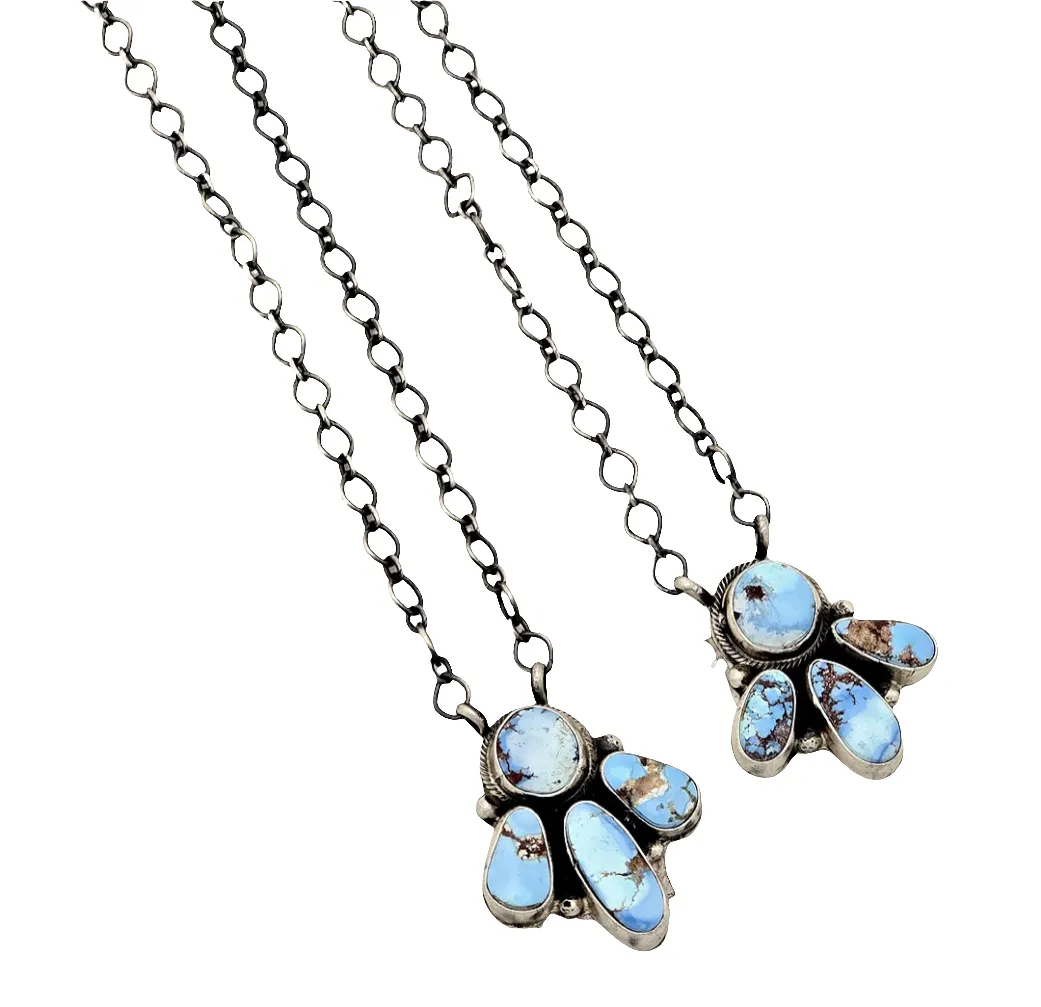 Stamped Sterling Silver Golden Hills Turquoise 4 Stone Necklaces