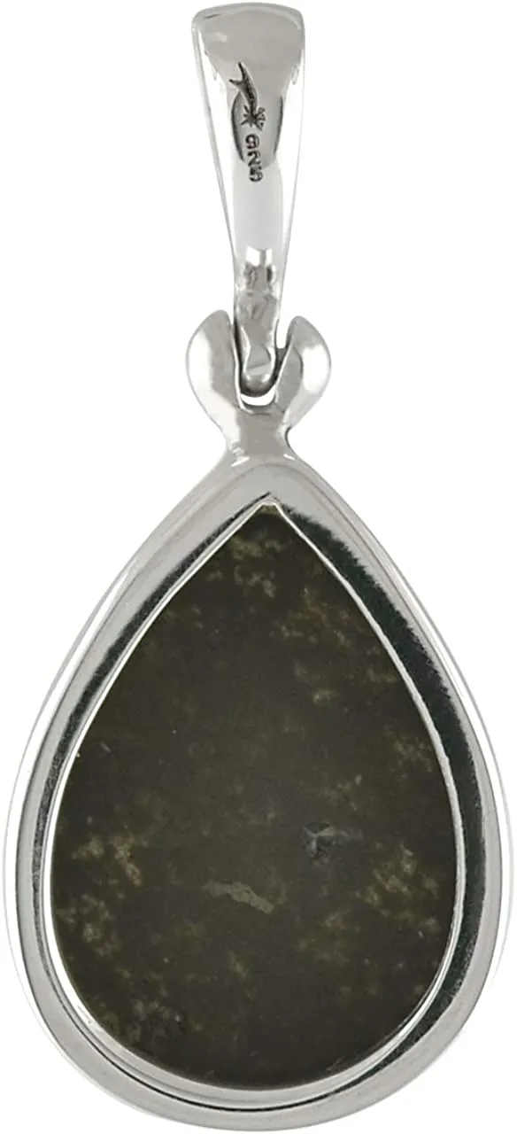 Starborn Ammolite and Faceted Quartz Sterling Silver Pear Pendant - Small