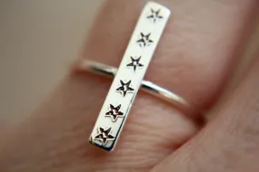 Stars Ring, Stars Jewelry, Bar Ring, Star Line Ring, Sterling Silver Ring, Stacking Rings, Dainty Ring, Silver Moon Ring, Simple Ring