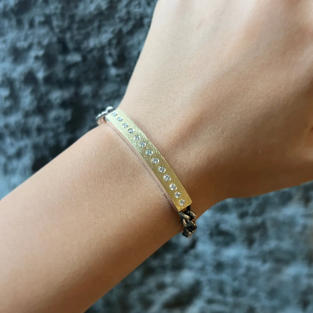 Sterling Silver & Diamond Link Bracelet - "Diana ID"