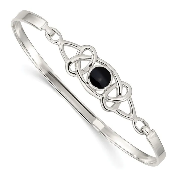 Sterling Silver Black Onyx Flexible Bangle Bracelet