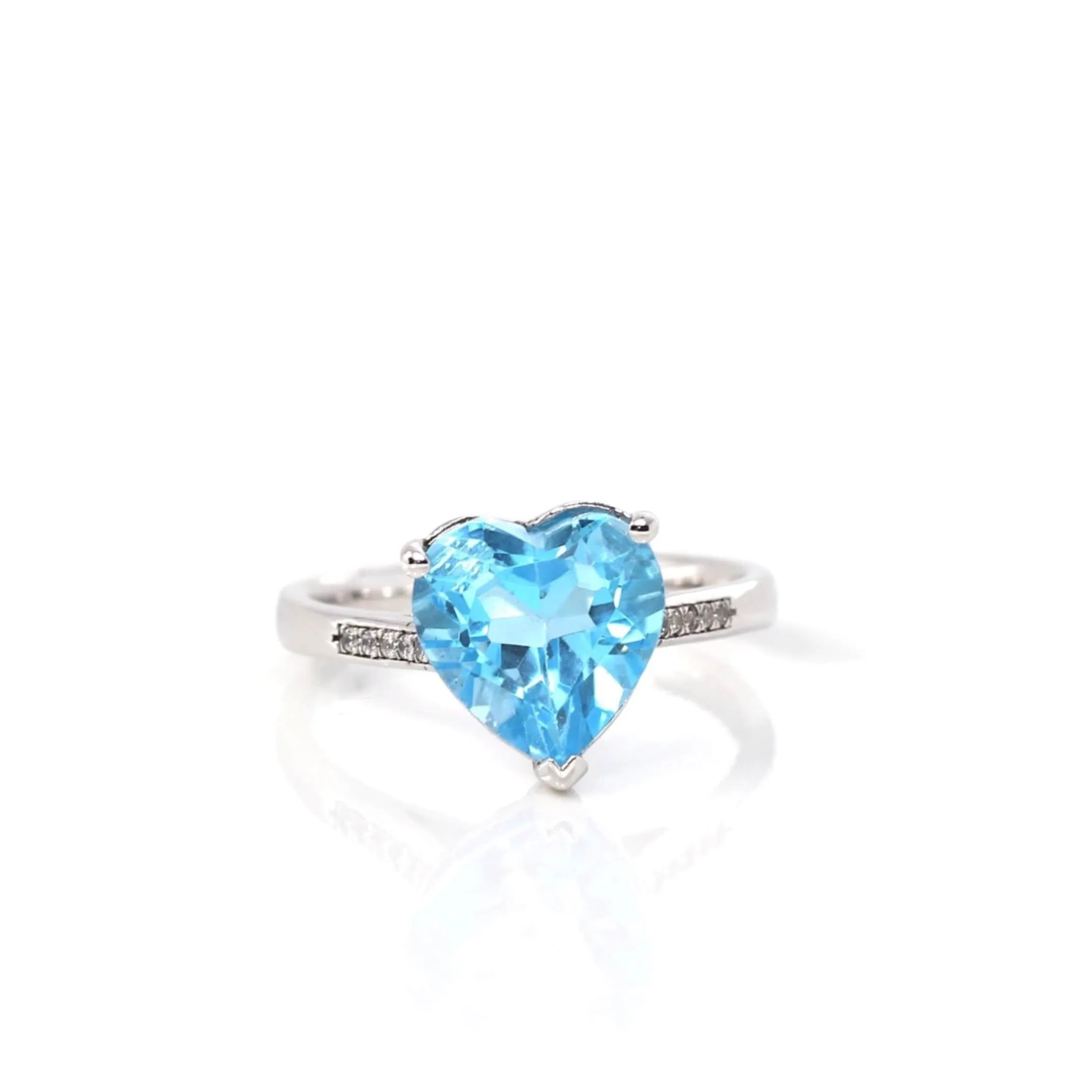 Sterling Silver Sky Blue Topaz Love Heart Ring