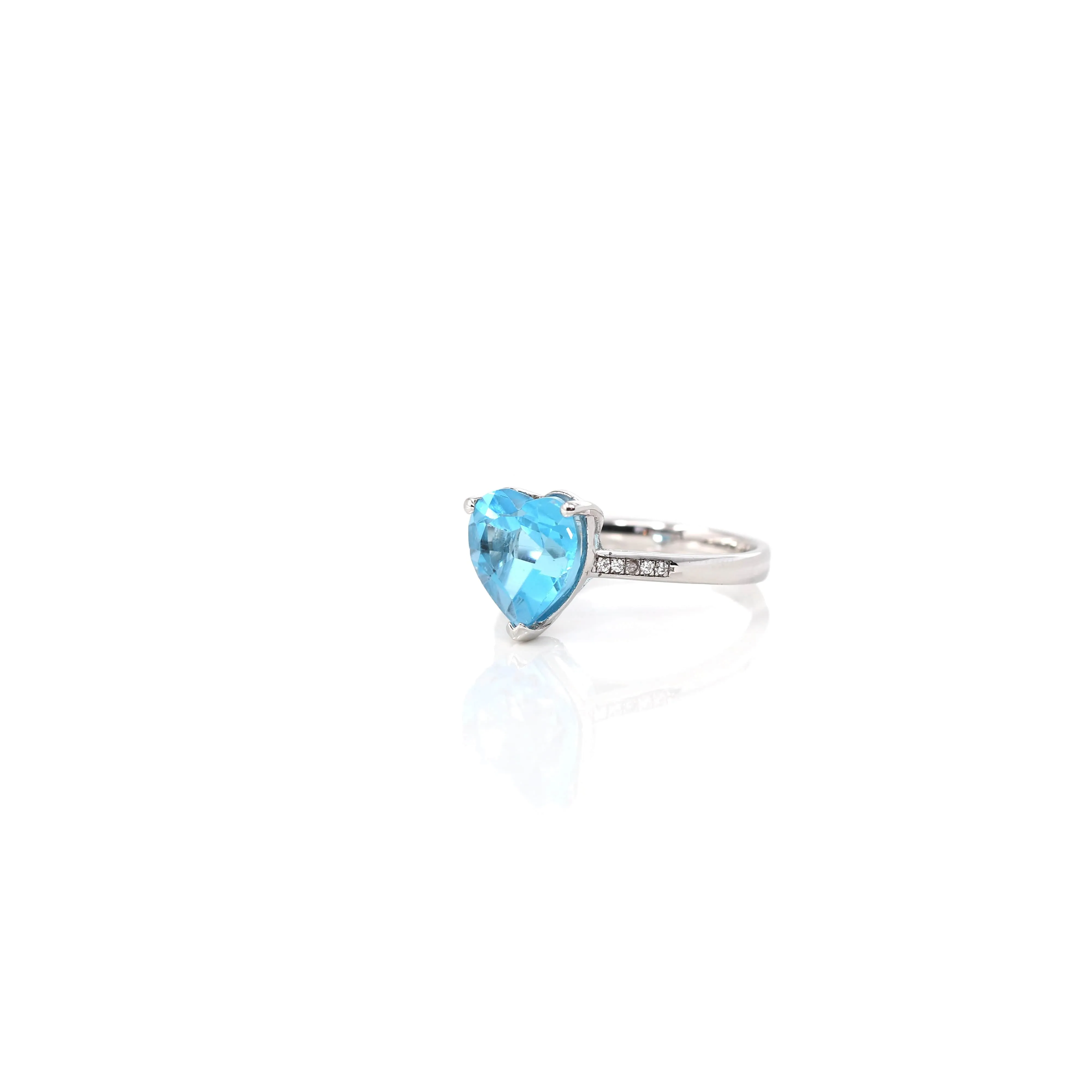 Sterling Silver Sky Blue Topaz Love Heart Ring