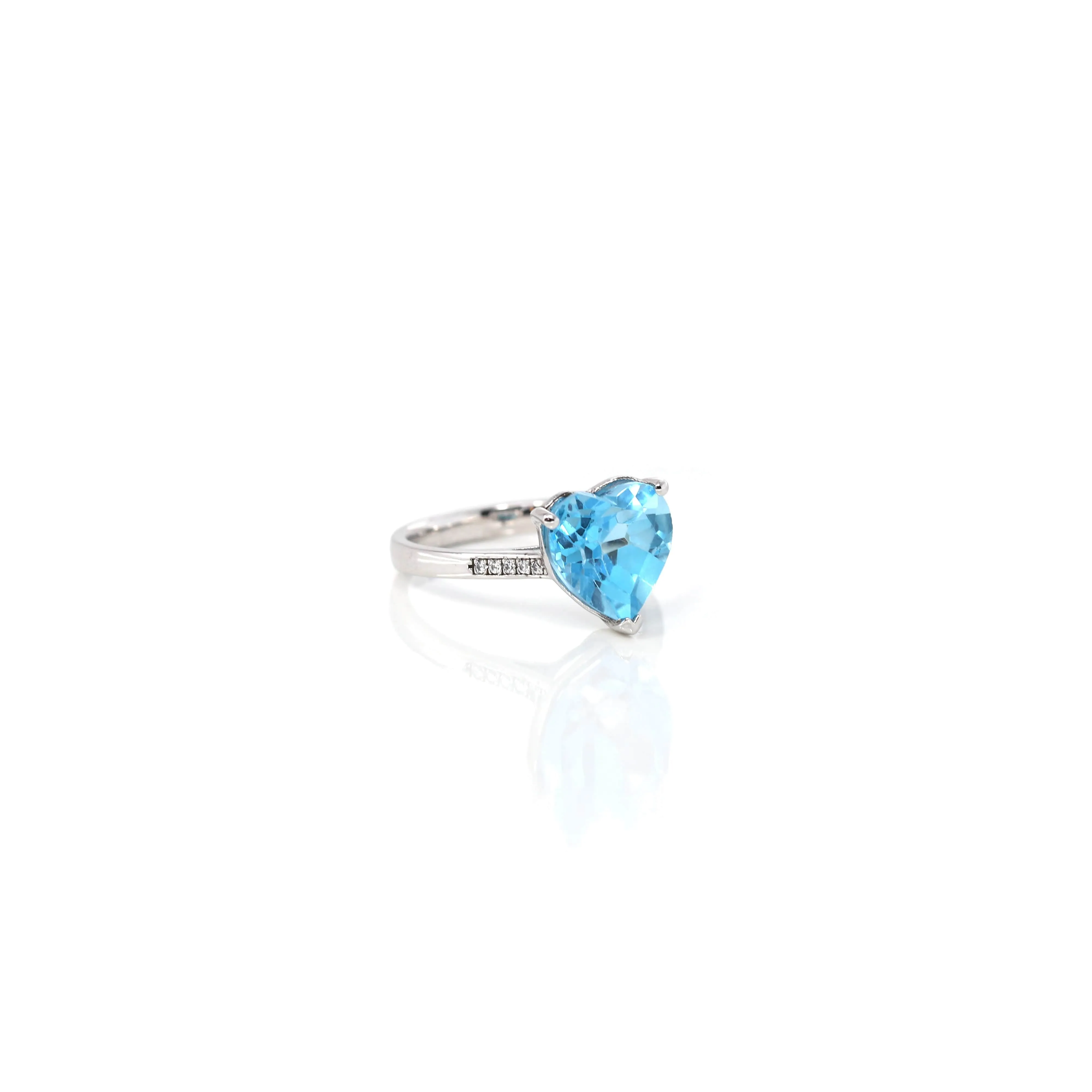 Sterling Silver Sky Blue Topaz Love Heart Ring