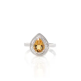 Sterling Silver Tear Drop Cut Citrine Ring