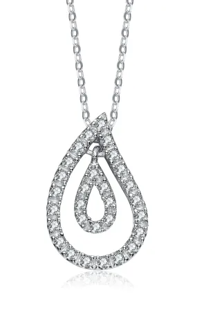 Sterling Silver White Cubic Zirconia Teardrop Pendant