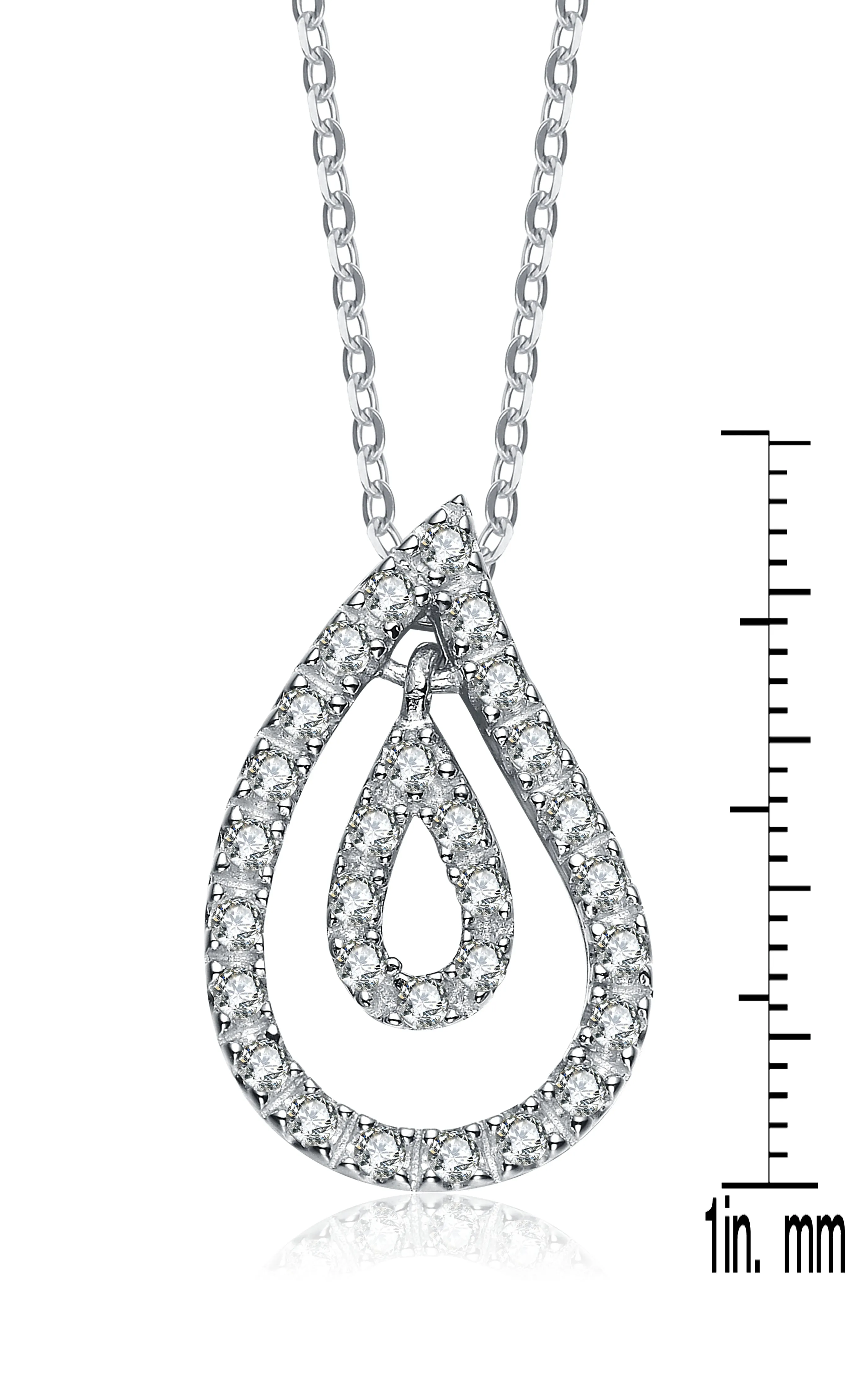 Sterling Silver White Cubic Zirconia Teardrop Pendant