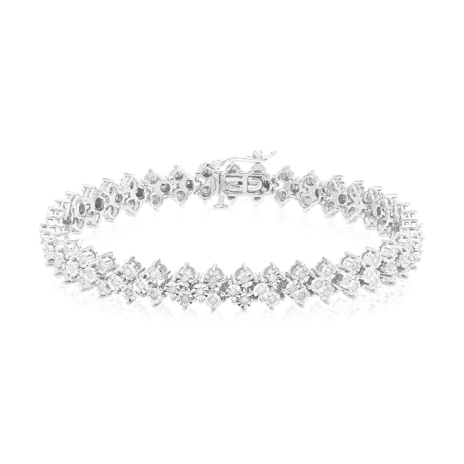 Sterling Silver with Round Brilliant Cut 1 CARAT tw Diamond Bracelet