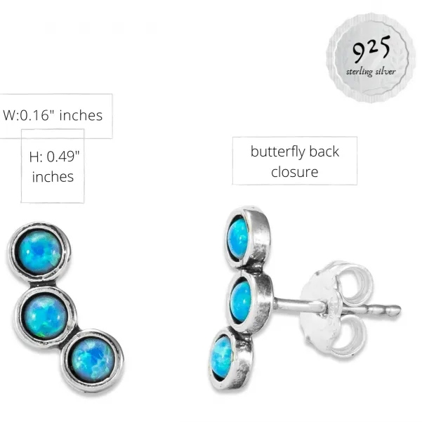 Stud Earrings Sterling Silver Blue Opals Bluenoemi Israeli jewellery