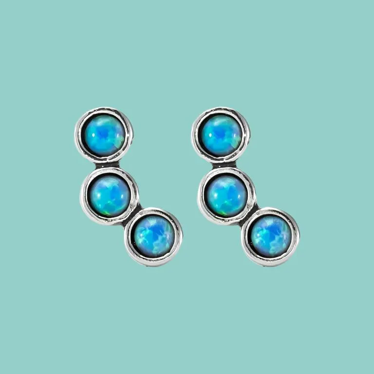 Stud Earrings Sterling Silver Blue Opals Bluenoemi Israeli jewellery