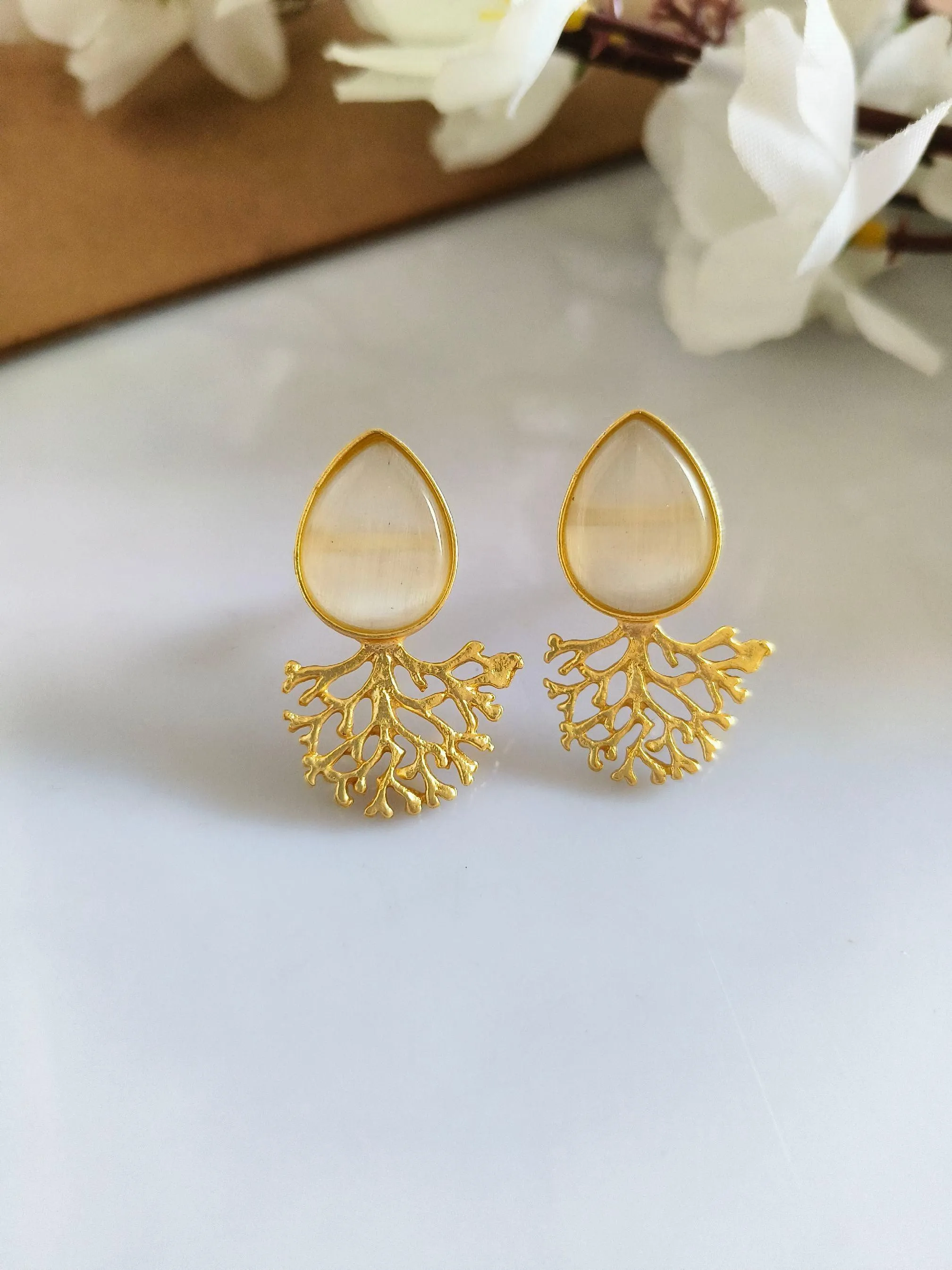 Stunning Golden Stud Earrings | Sarichka