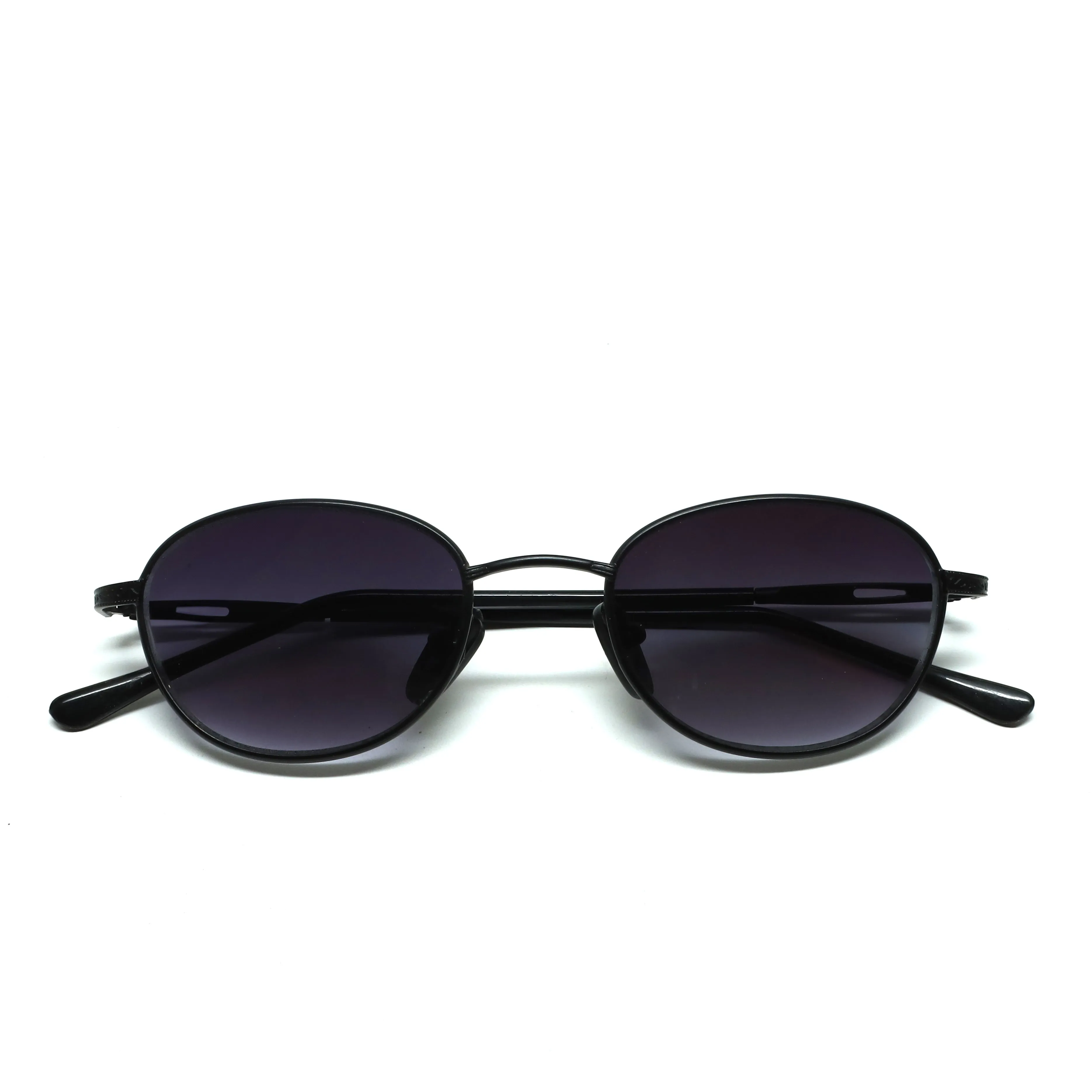 //Style M30// Vintage Geometric Oval Wire Frame Sunglasses - Black