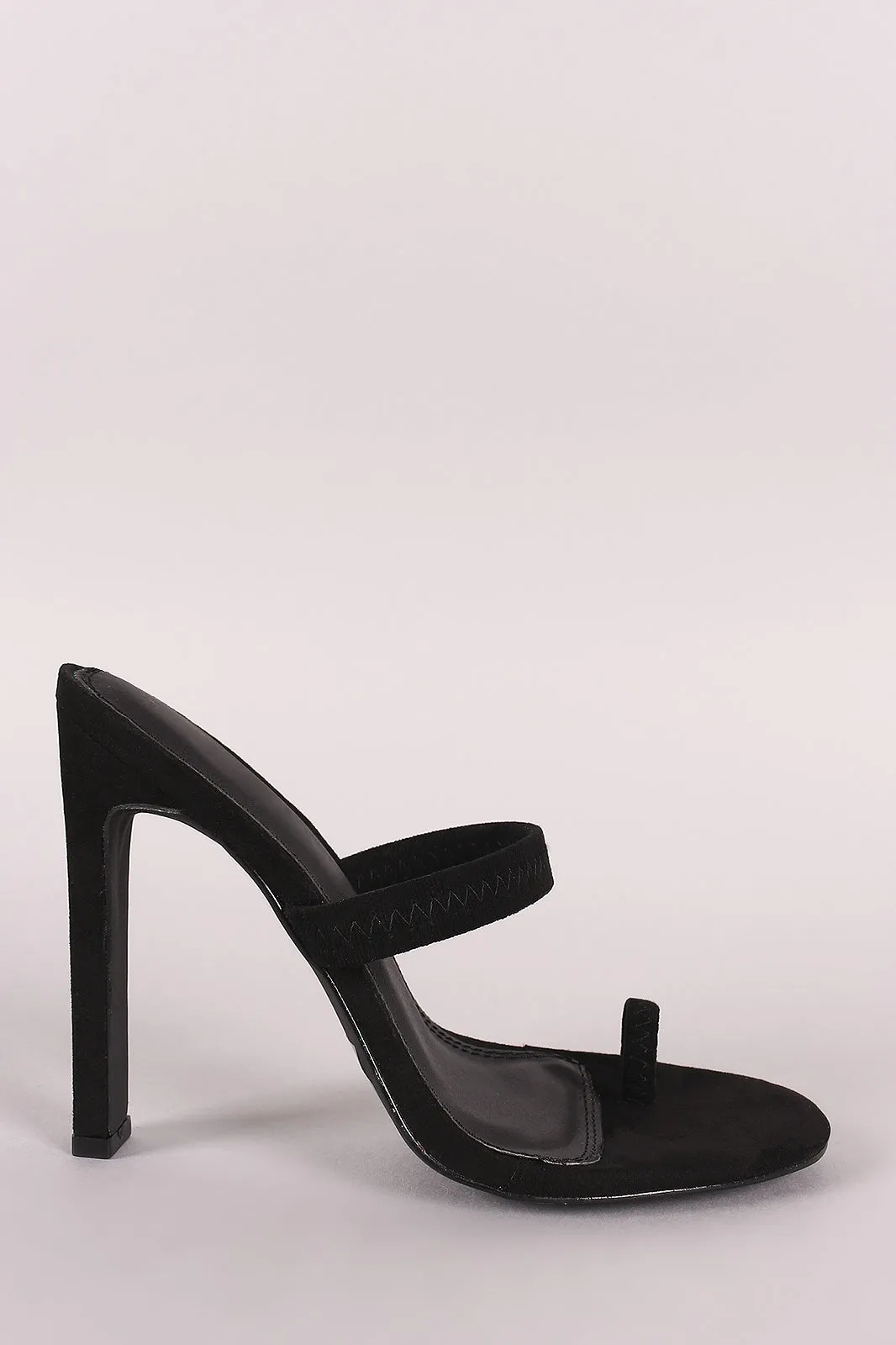 Suede Elasticized Toe Ring Rectangle Mule Heel