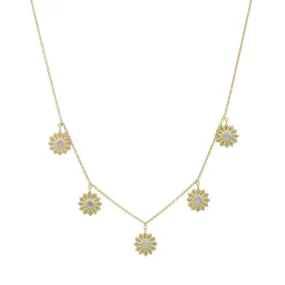 Sunflower Gold Moonstone Chain Necklace