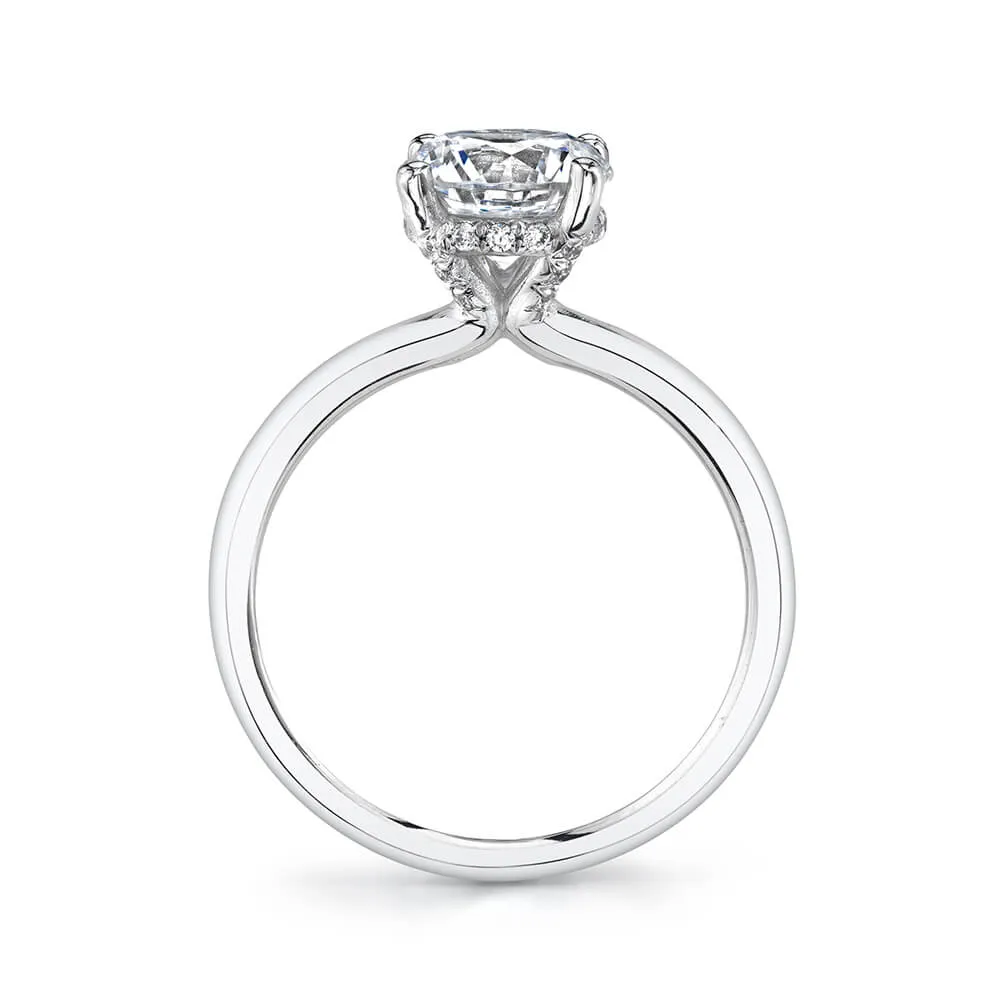 Sylvie 14K White Gold .12ctw Diamond Hidden Halo Engagement Ring Semi-Mount (97208)