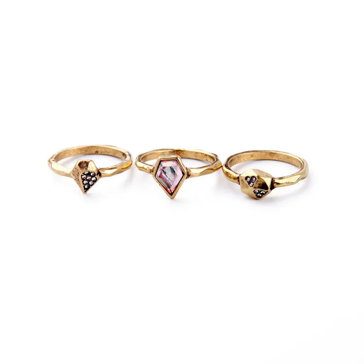 TALIA - Multi Sweetheart Tribal Stone Ring Set