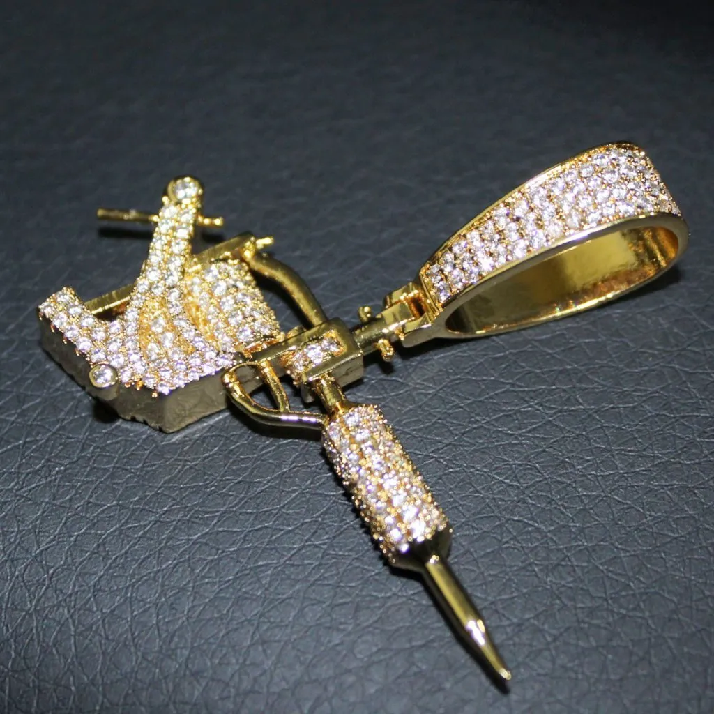 Tattoo Gun 3D Detailed Hip Hop Bling Bling Pendant