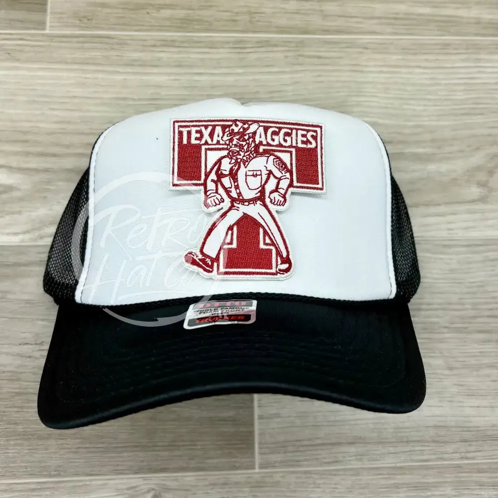 Texas A&M Aggies on Black/White Meshback Trucker Hat