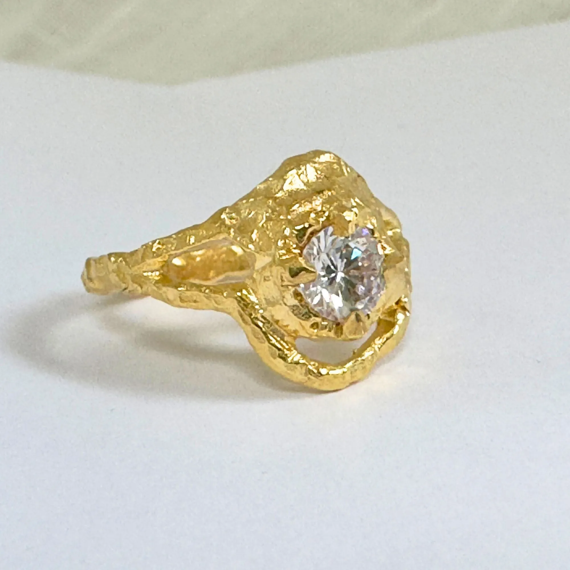 The Lunar Ring, 18ct Gold and Diamond Organic Engagement Ring