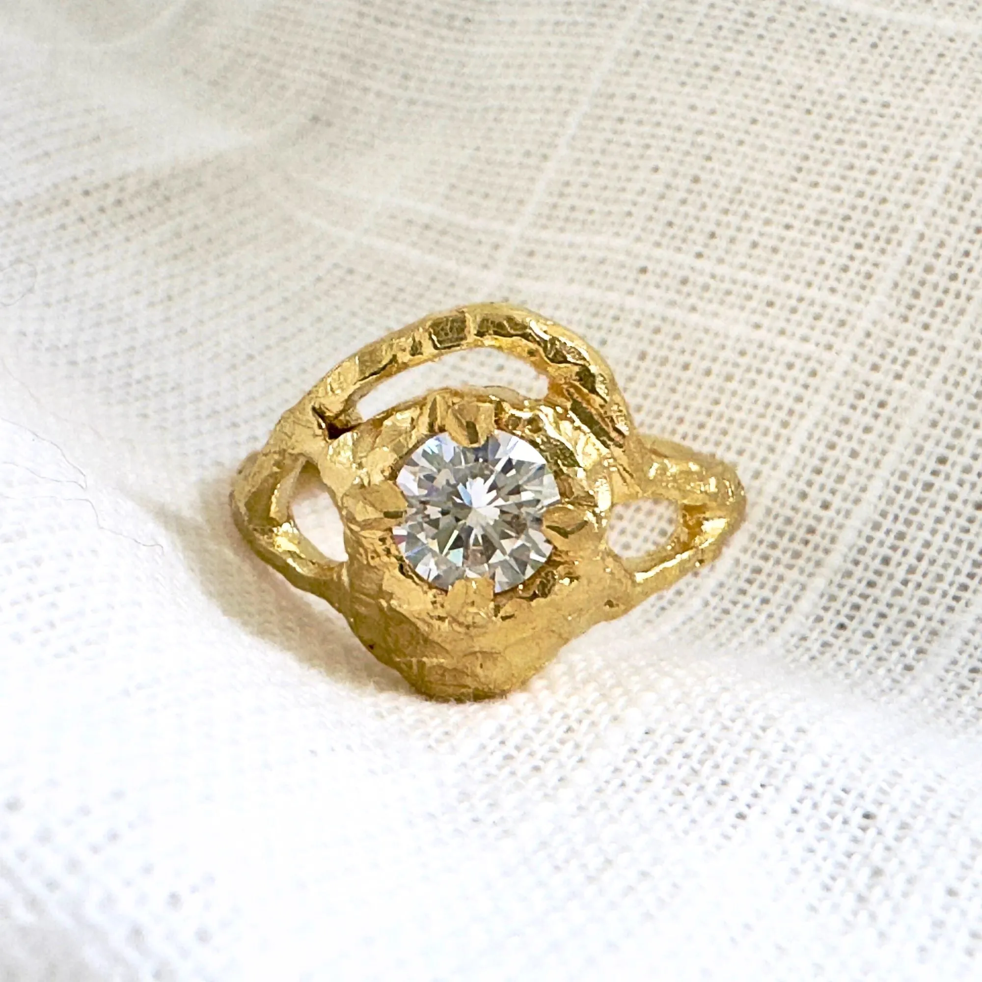 The Lunar Ring, 18ct Gold and Diamond Organic Engagement Ring