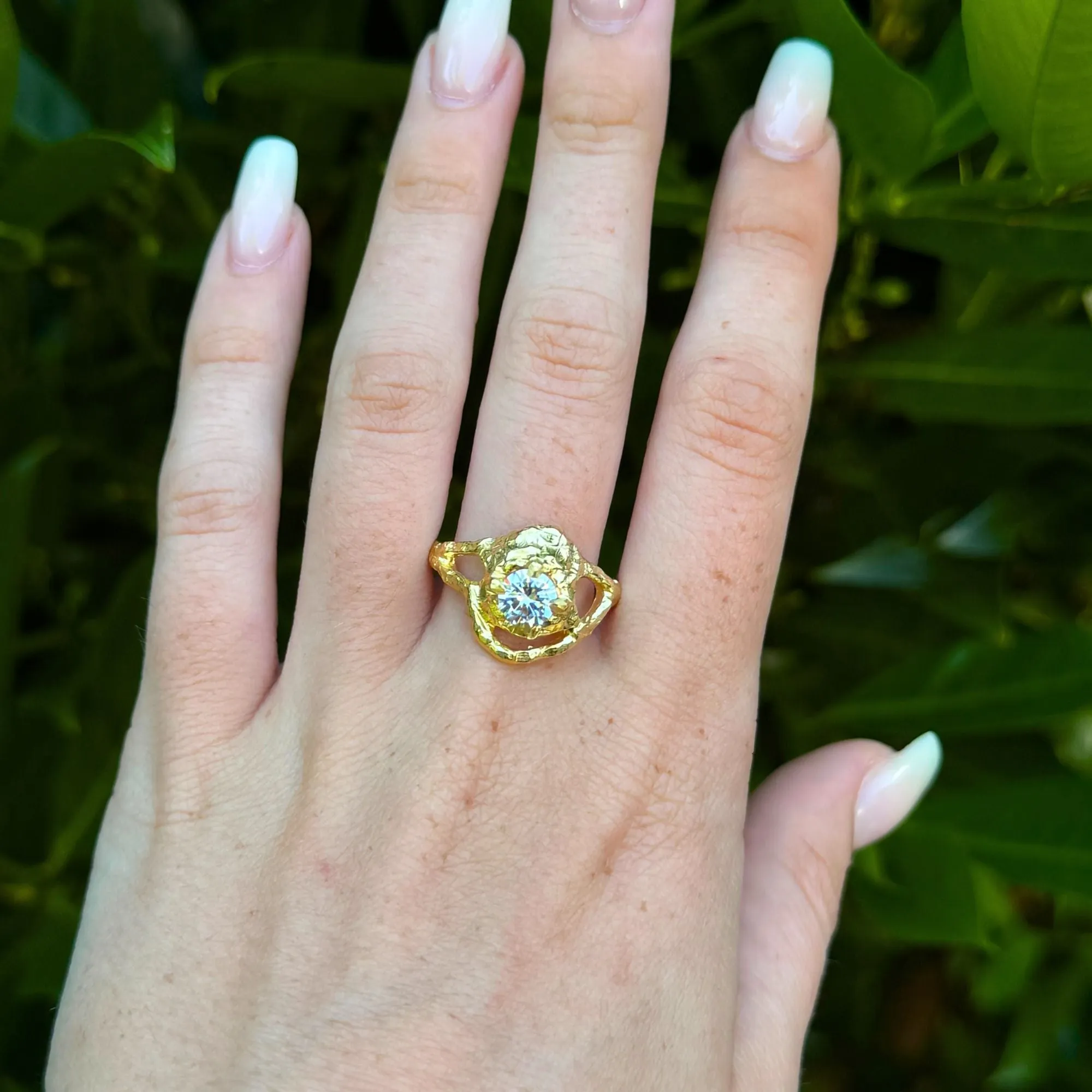 The Lunar Ring, 18ct Gold and Diamond Organic Engagement Ring