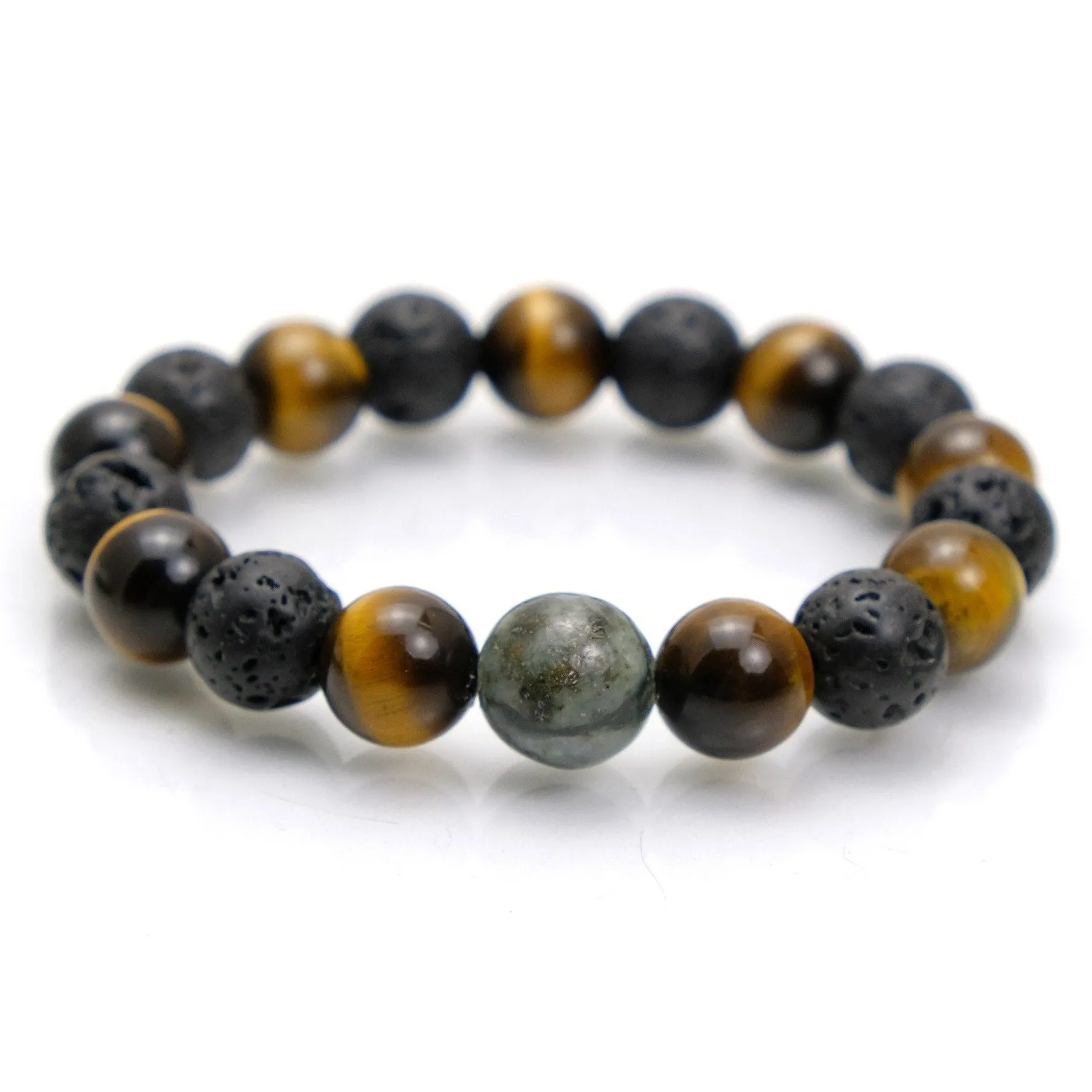 Tiger's Eye   Lava Stone   Jade Stretch Bracelet #2