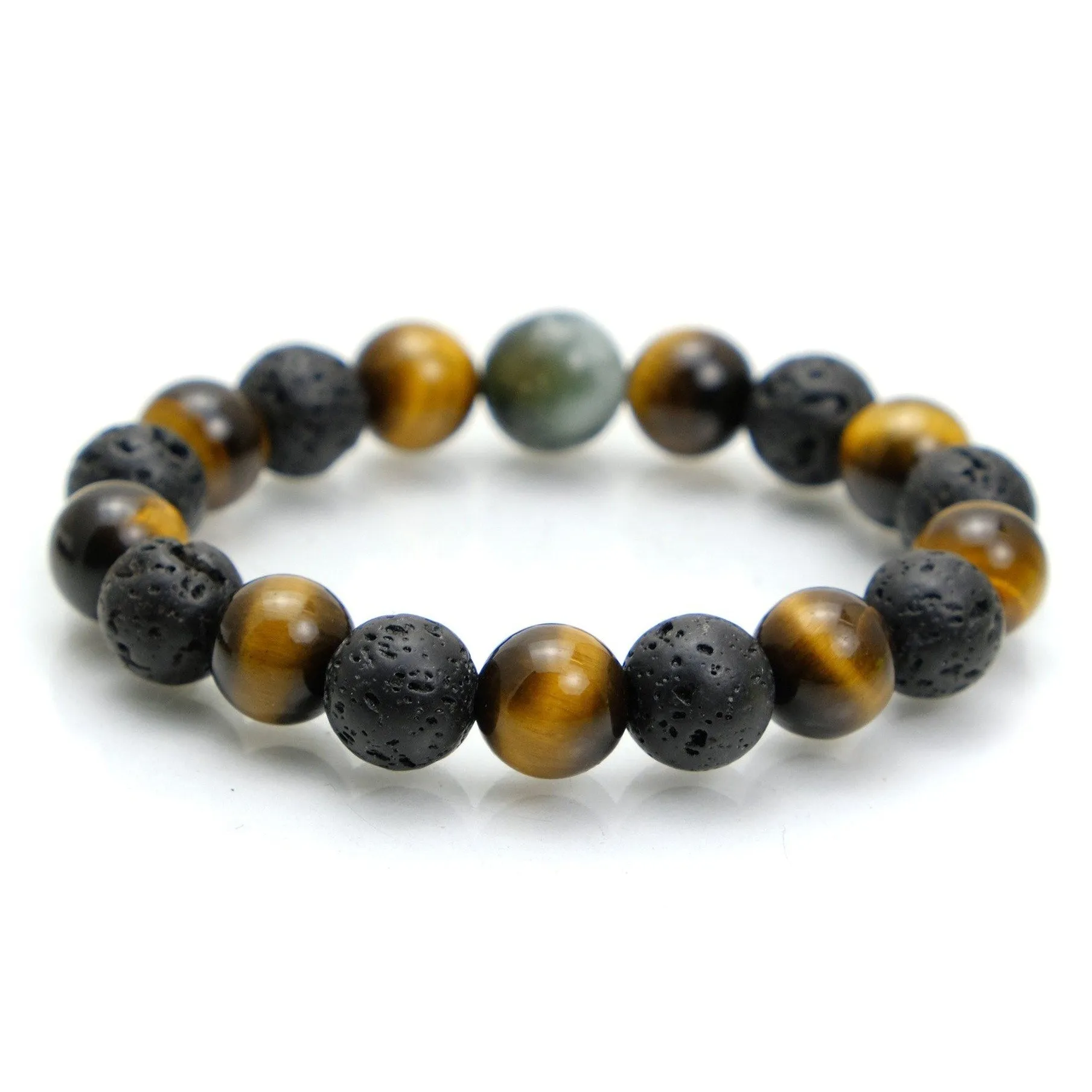 Tiger's Eye   Lava Stone   Jade Stretch Bracelet #2