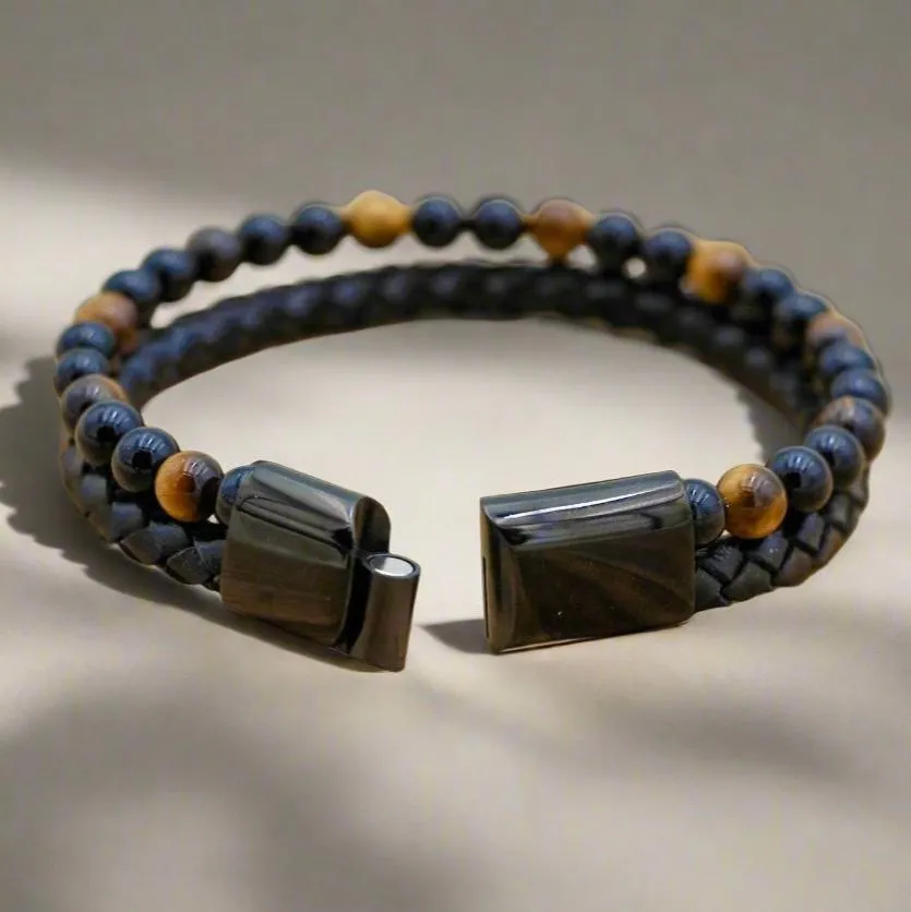 Tiger's Eye Leather Bracelet – Boost Your Strength and Mental Clarity