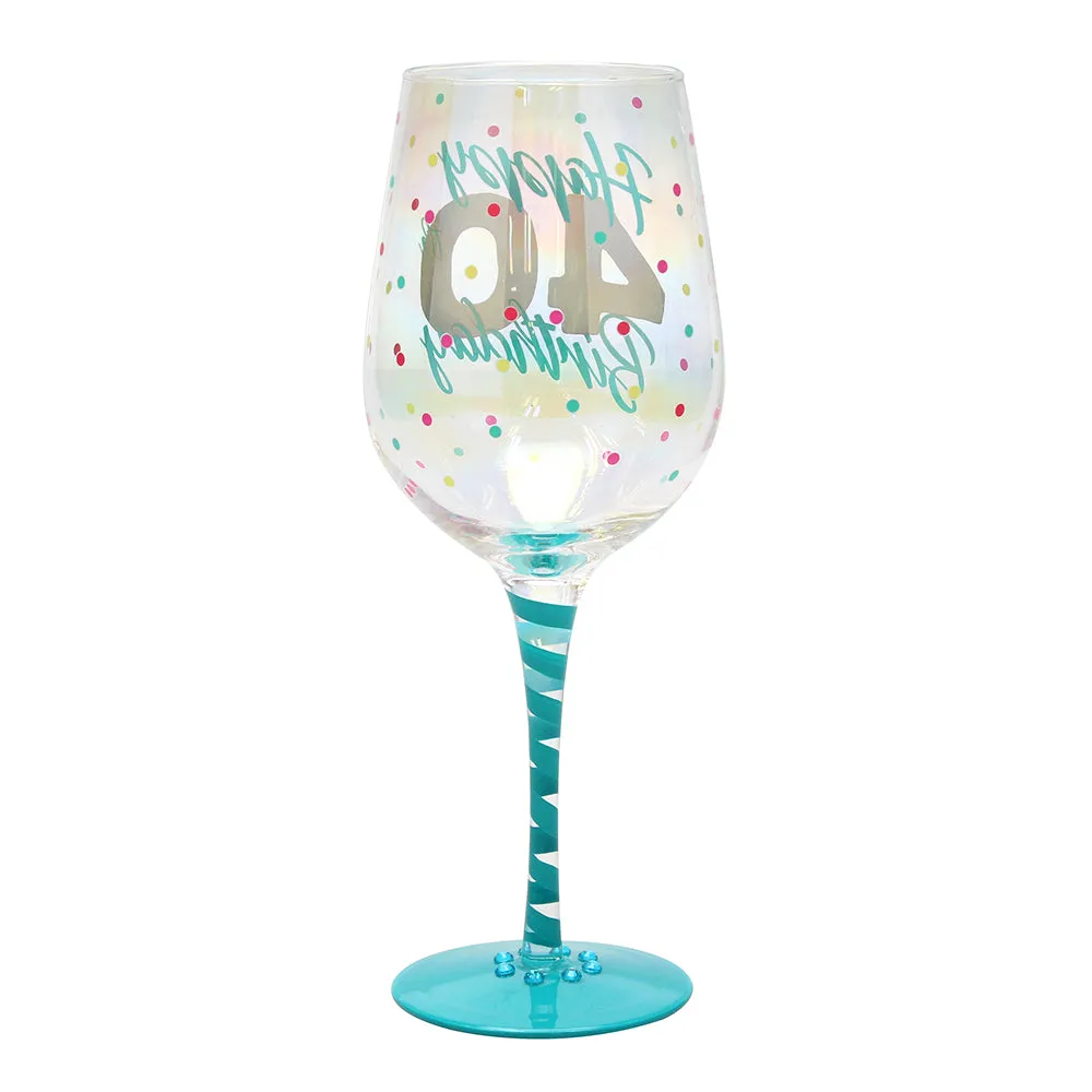 Top Shelf Decorative 40th Birthday Wine Glass