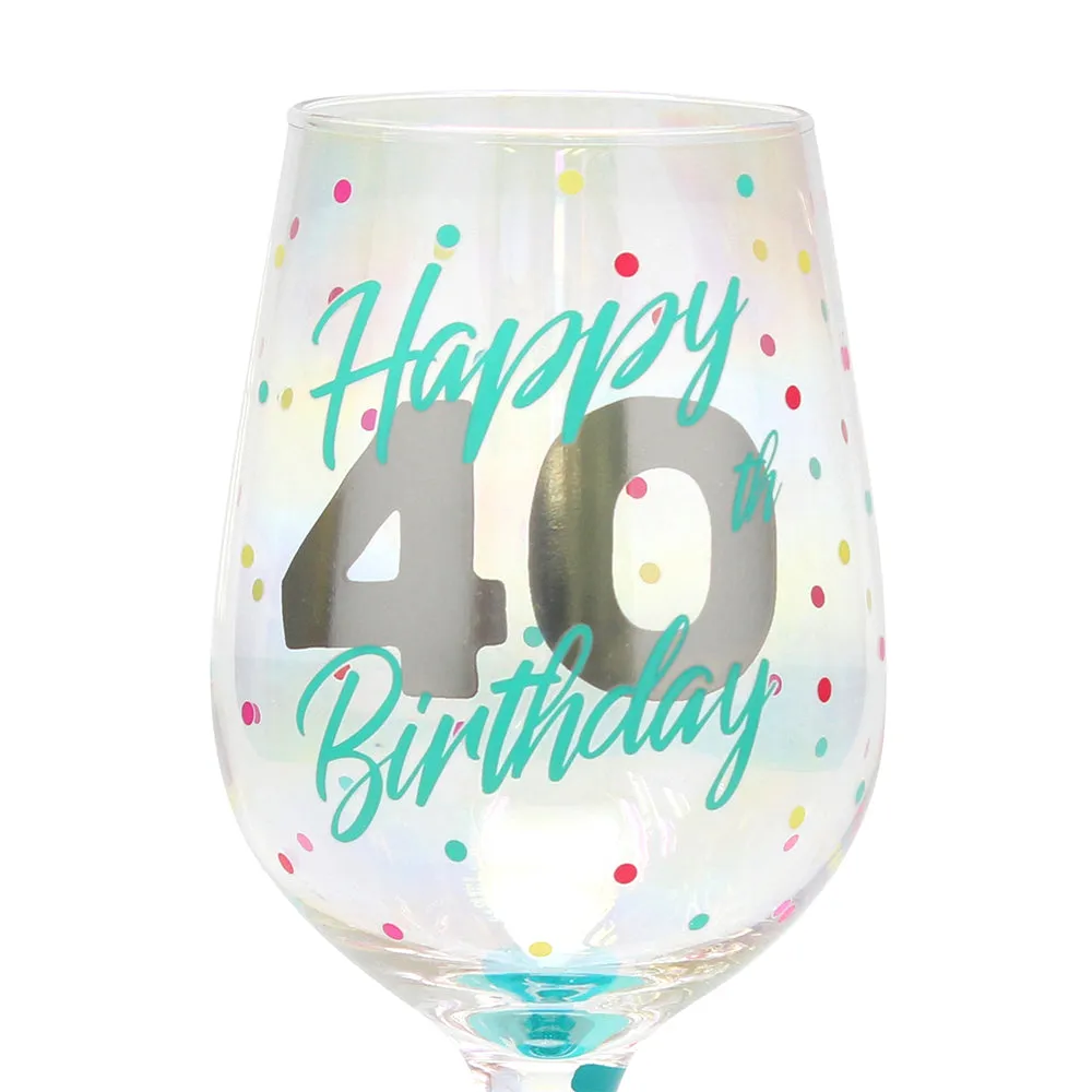 Top Shelf Decorative 40th Birthday Wine Glass