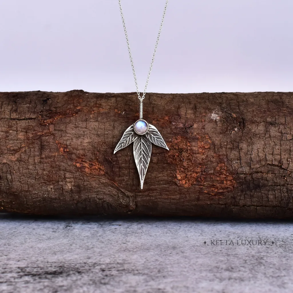 Trio Leaf - Moonstone Necklace