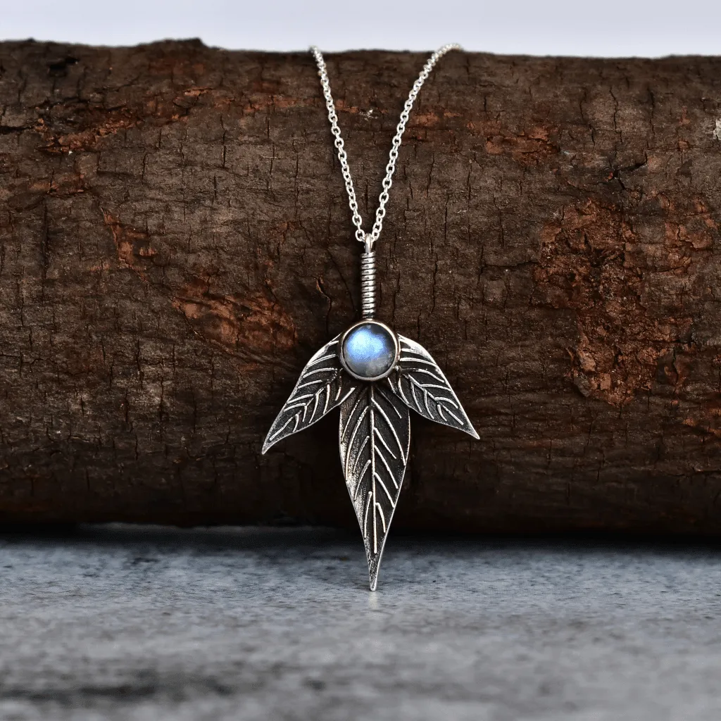 Trio Leaf - Moonstone Necklace