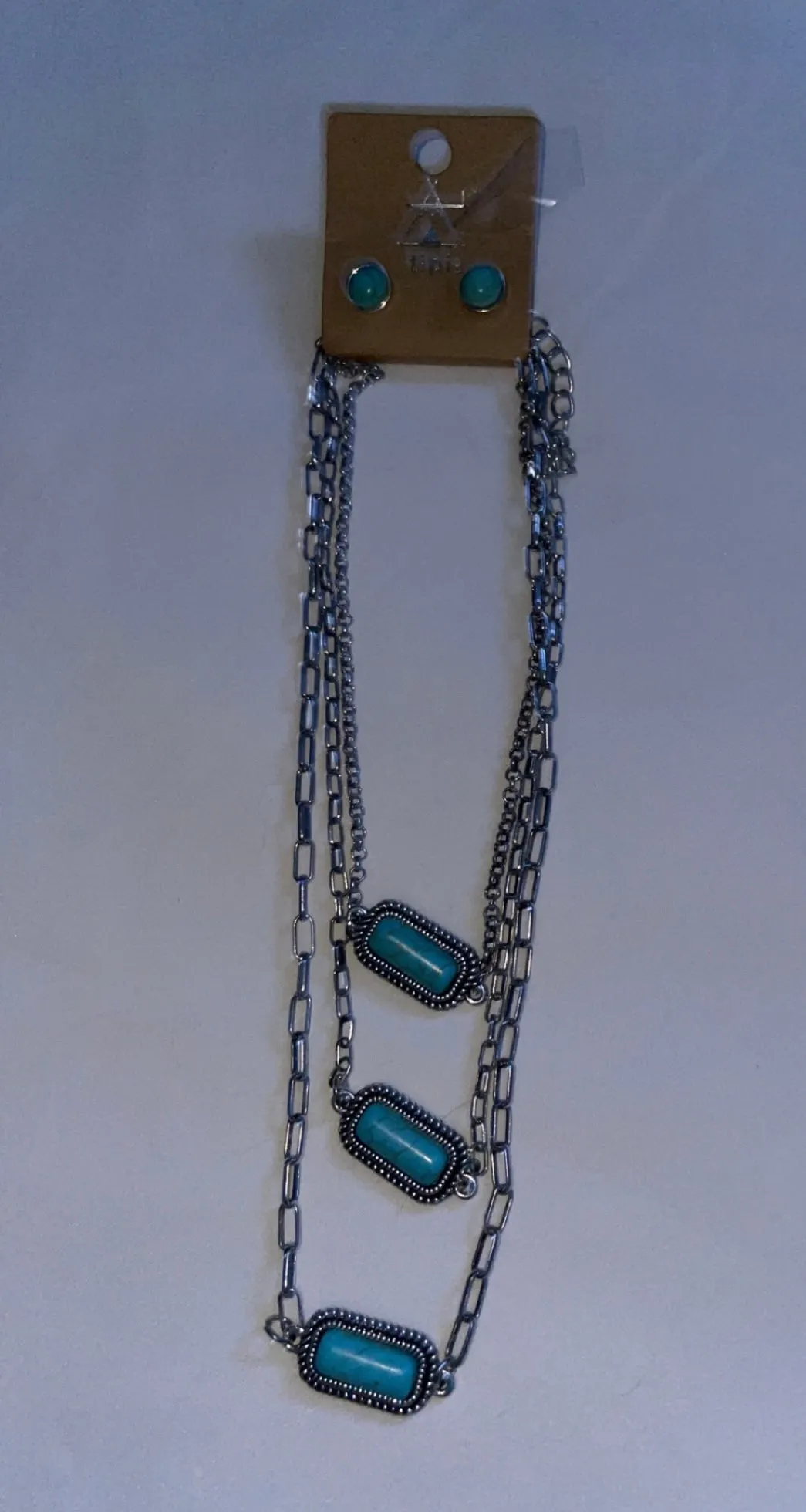 Triple Layer Turquoise &Silver Necklace