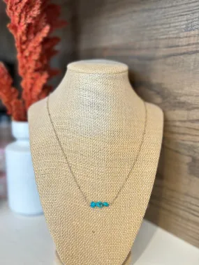 Turquoise Bar & Satellite Sterling Silver Necklace